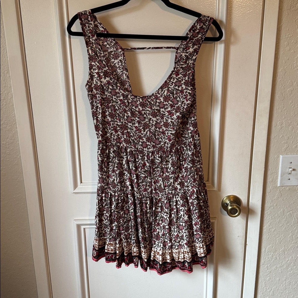 Altar’d State cream and burgundy mini dress - Picture 2 of 7